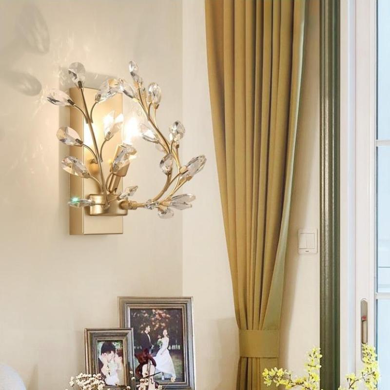 Einkopf-Kristall-Wandlampe, europäisch, für Wohnzimmer, Schlafzimmer, Nachttisch - Cueteks