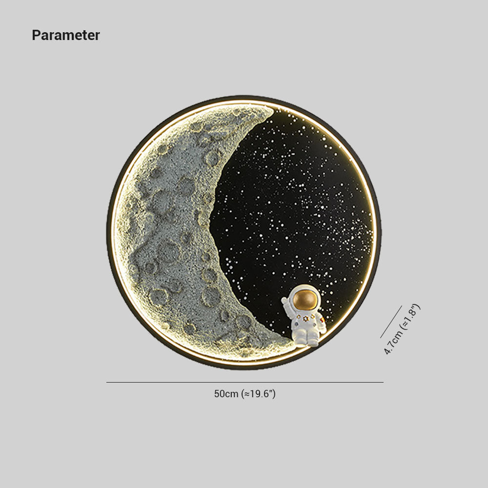 Elif Wandleuchte Astronaut Mond Schwarz, ∅50CM - Cueteks