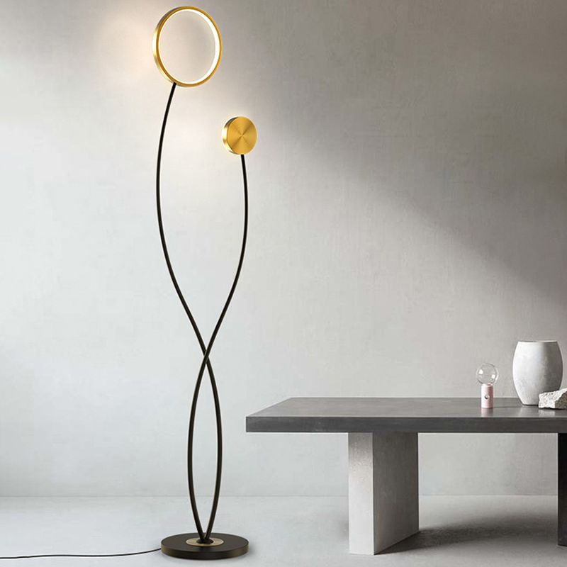 Louise Welle Stehleuchte, 2-flammig, Metall, 170CM Lang - Cueteks