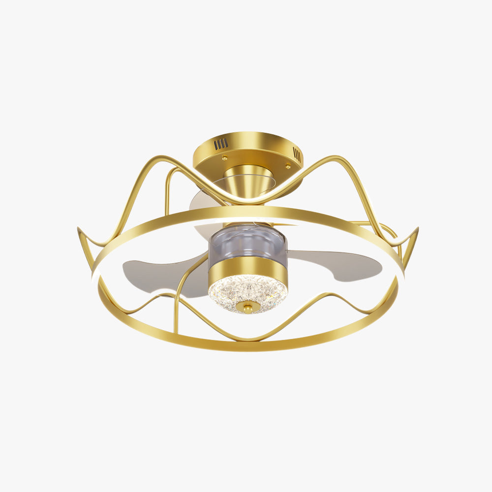 Kelley Deckenventilator mit Beleuchtung Gold & Schwarz, ∅65CM - Cueteks