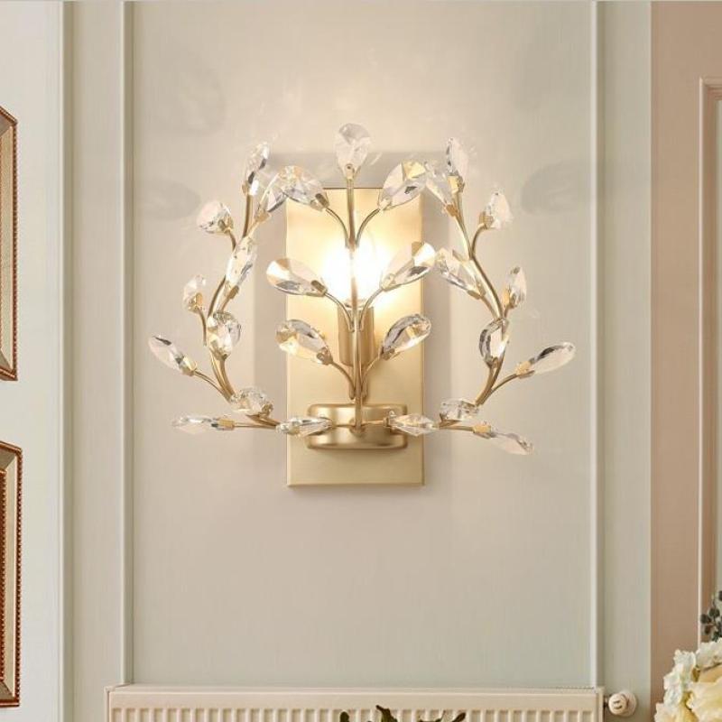 Einkopf-Kristall-Wandlampe, europäisch, für Wohnzimmer, Schlafzimmer, Nachttisch - Cueteks