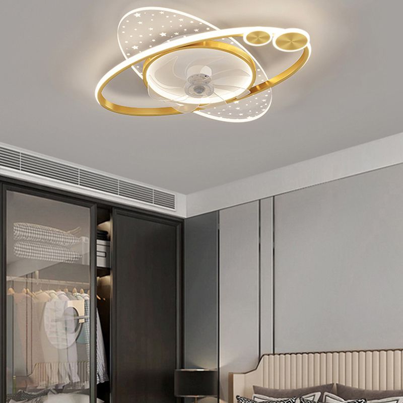 Madina Deckenventilator mit Beleuchtung 2-Ring 7-Blatt, 2 Farben, 58CM Lang - Cueteks