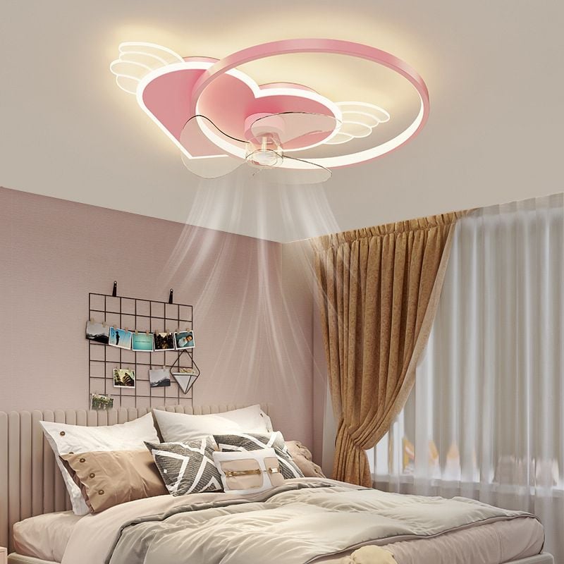 Minori Deckenventilator mit Beleuchtung Herz Rosa, 56CM Lang - Cueteks