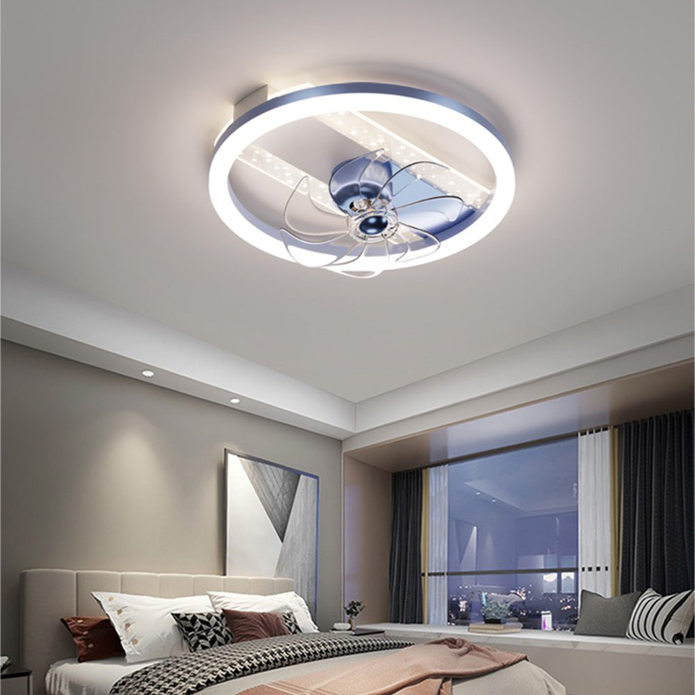 Kelley Deckenventilator mit Beleuchtung Blau & Schwarz, 5 Stile, ∅50/90/110CM - Cueteks