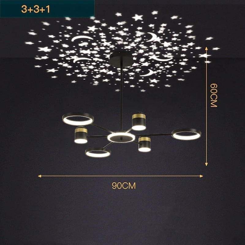 Moderner Kronleuchter Projektionslicht LED Sternenhimmel Lampe für Flur Schlafzimmer Wohnzimmer - Cueteks