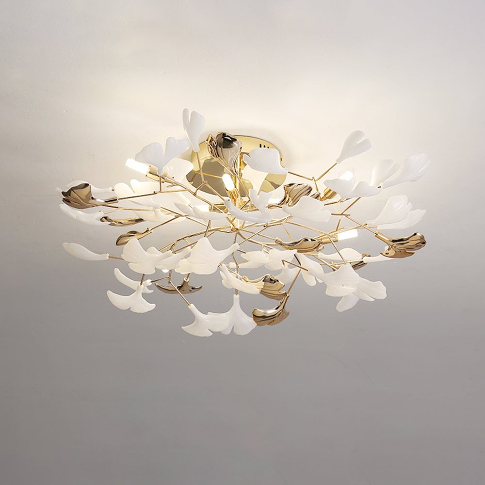 Olivia Flush Mount Deckenleuchte, 36/47/48/56/60/76 Blätter, Keramik & Metall - Cueteks