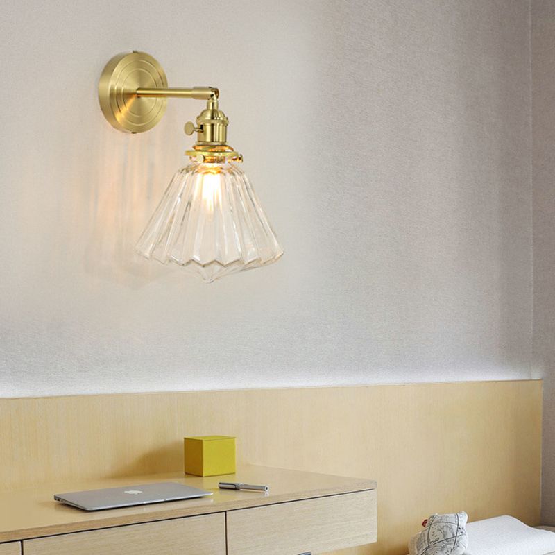 Hailie Waschtisch-Wandleuchte, Messing & Glas, 2 Stile - Cueteks