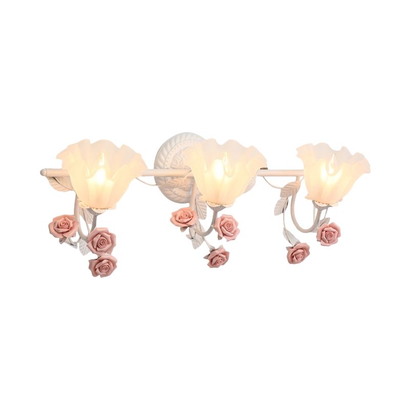 Félicie Blume Rosa & Blau Spiegelfront Waschtisch-Wandleuchte, 2/3-flammig - Cueteks