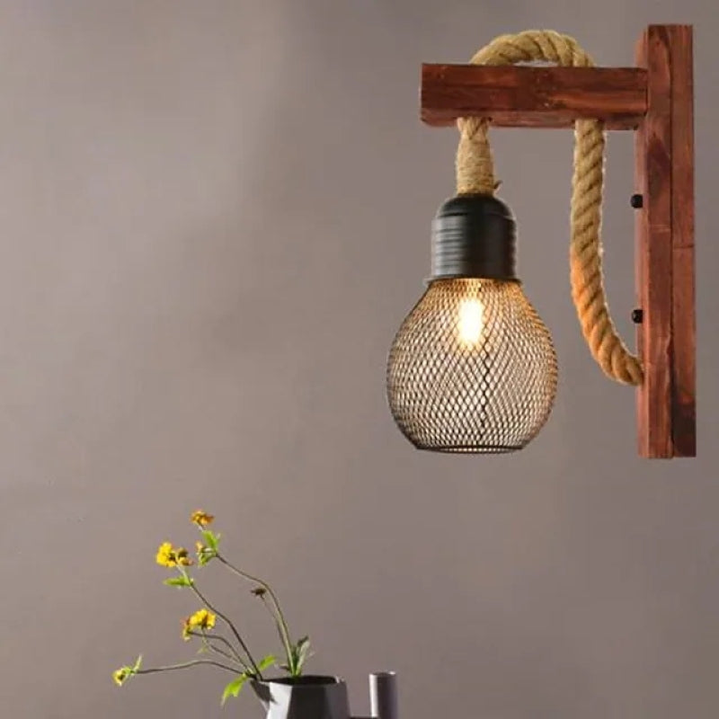 Wandleuchte Persönlichkeit Massivholz Retro alte Lampe Wohnzimmer Gang Balkon Korridor dekorative Wandleuchte - Cueteks