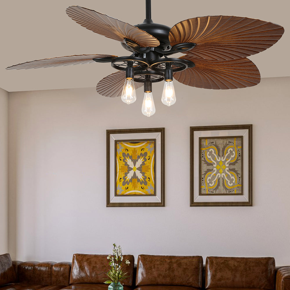 Ross 5-Blade Ceiling Fans /Lantern, 1/3/5 Heads, DIA 51.9'' - Cueteks