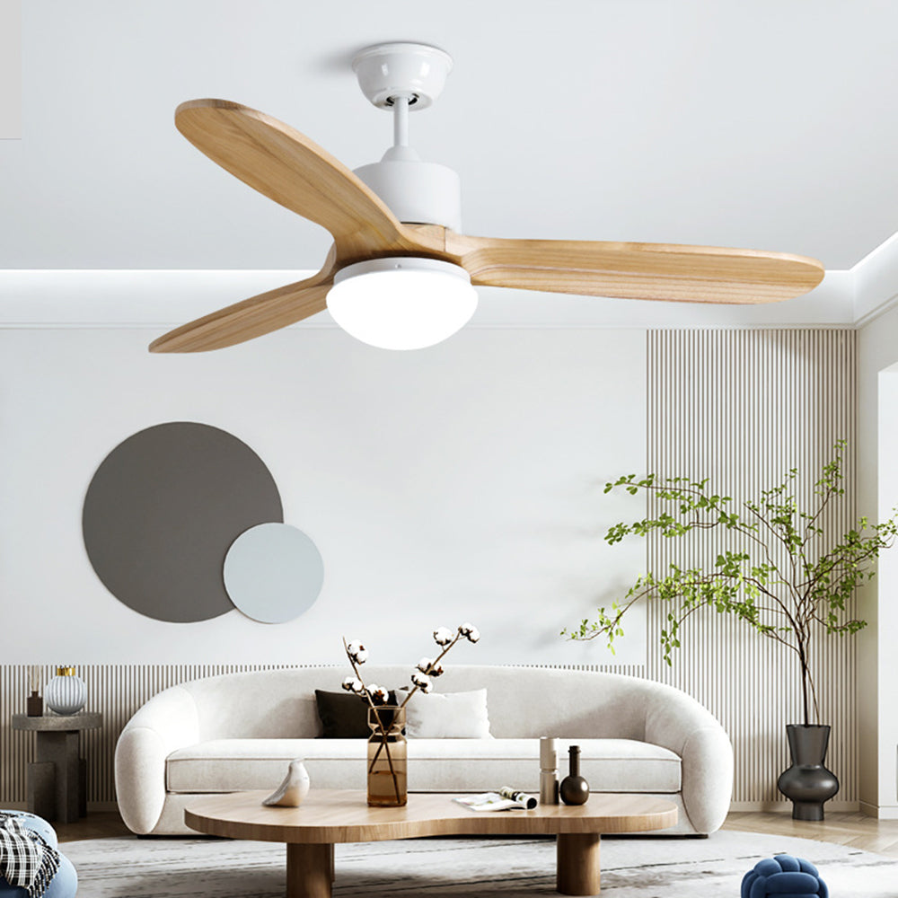 Haydn 3-Blade Modern DC Ceiling Fan, 2 Color, Metal & Wood, 52'' - Cueteks