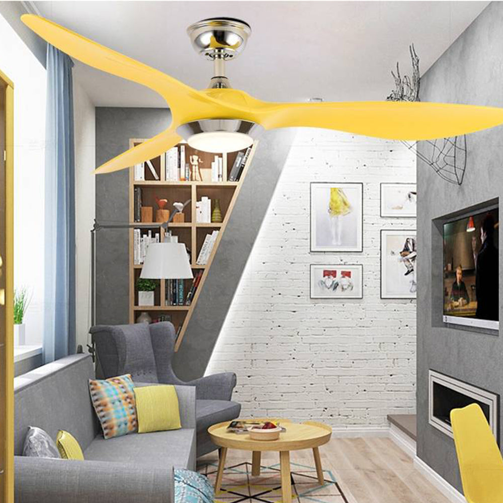 Garner 3-Blade Black & Yellow Ceiling Fan with Light, DIA 52'' - Cueteks