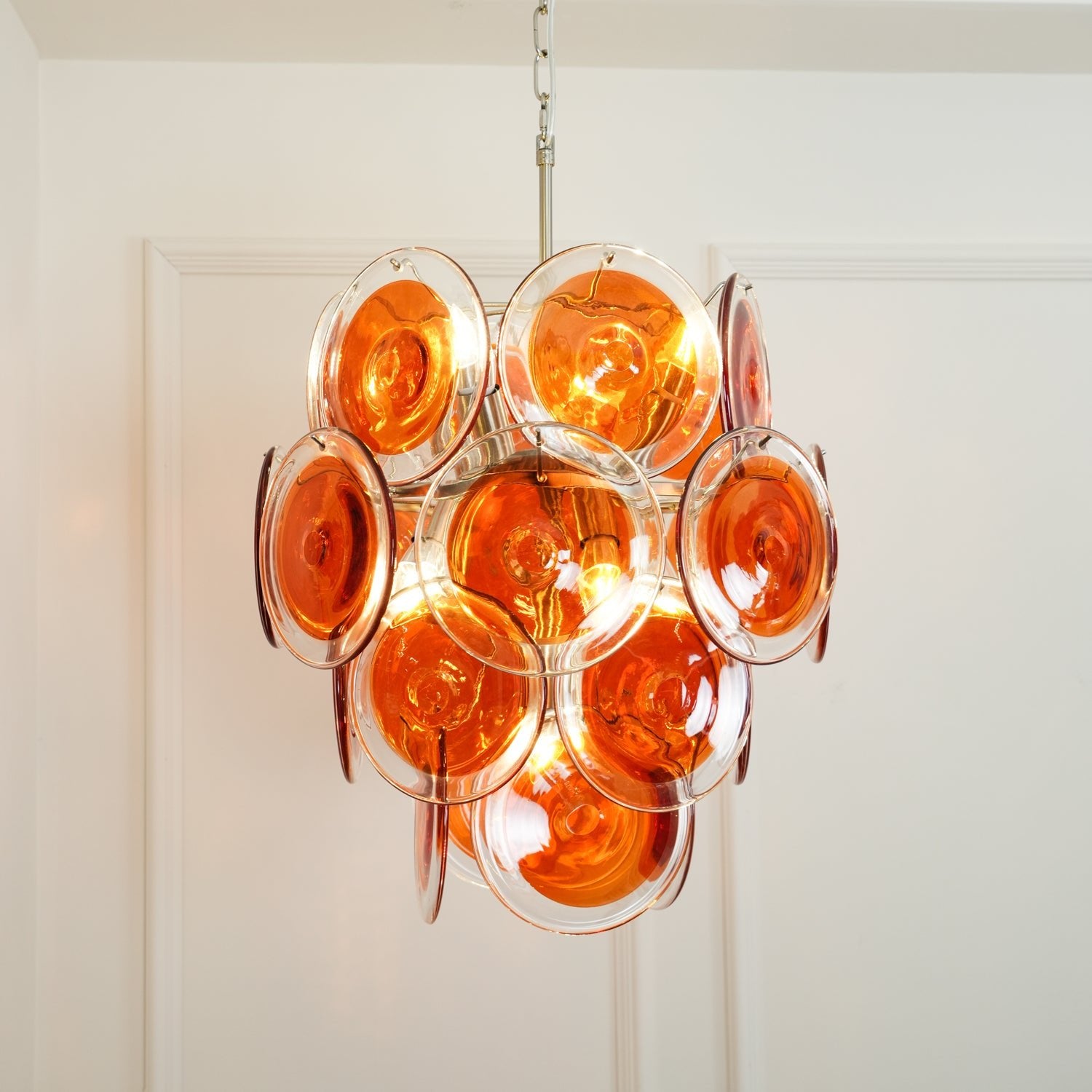 Murano Orange Disk Glass Chandelier - Cueteks
