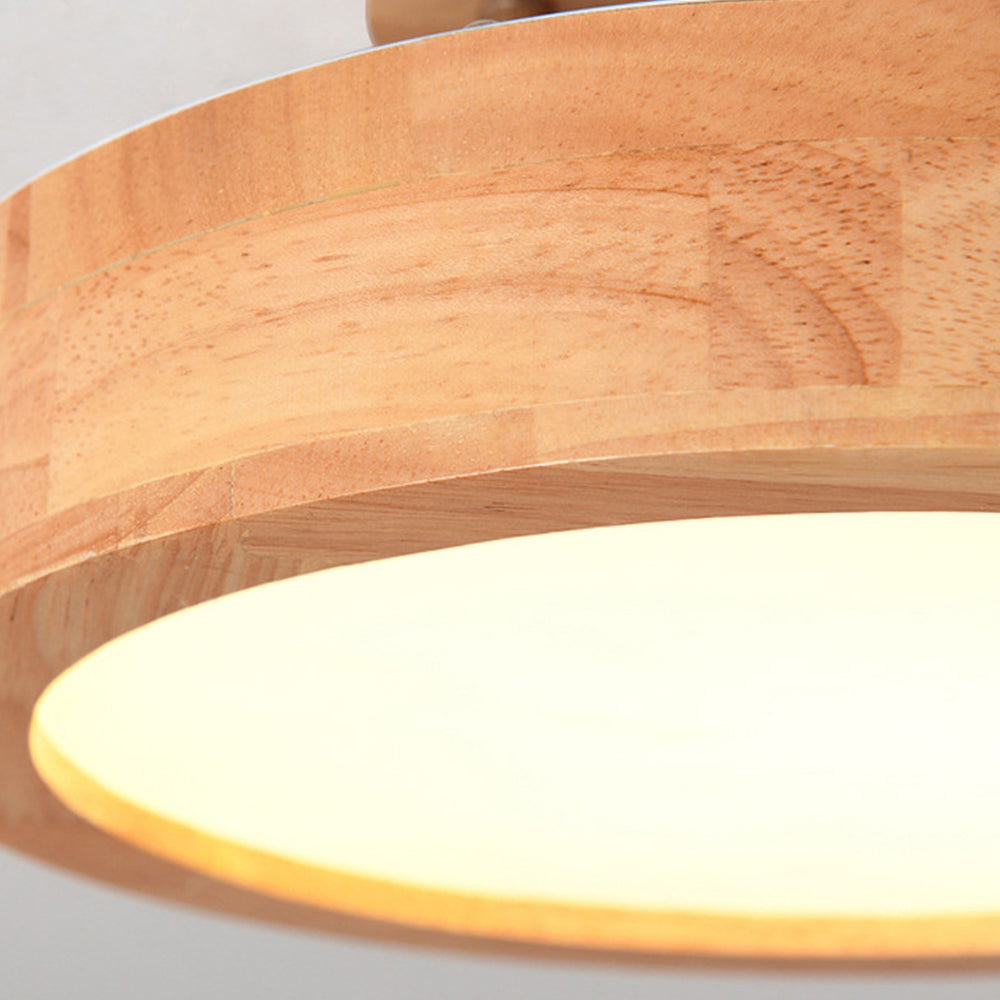 Contemporary Wood Round Flush Mount LED Ceiling Light - Cueteks