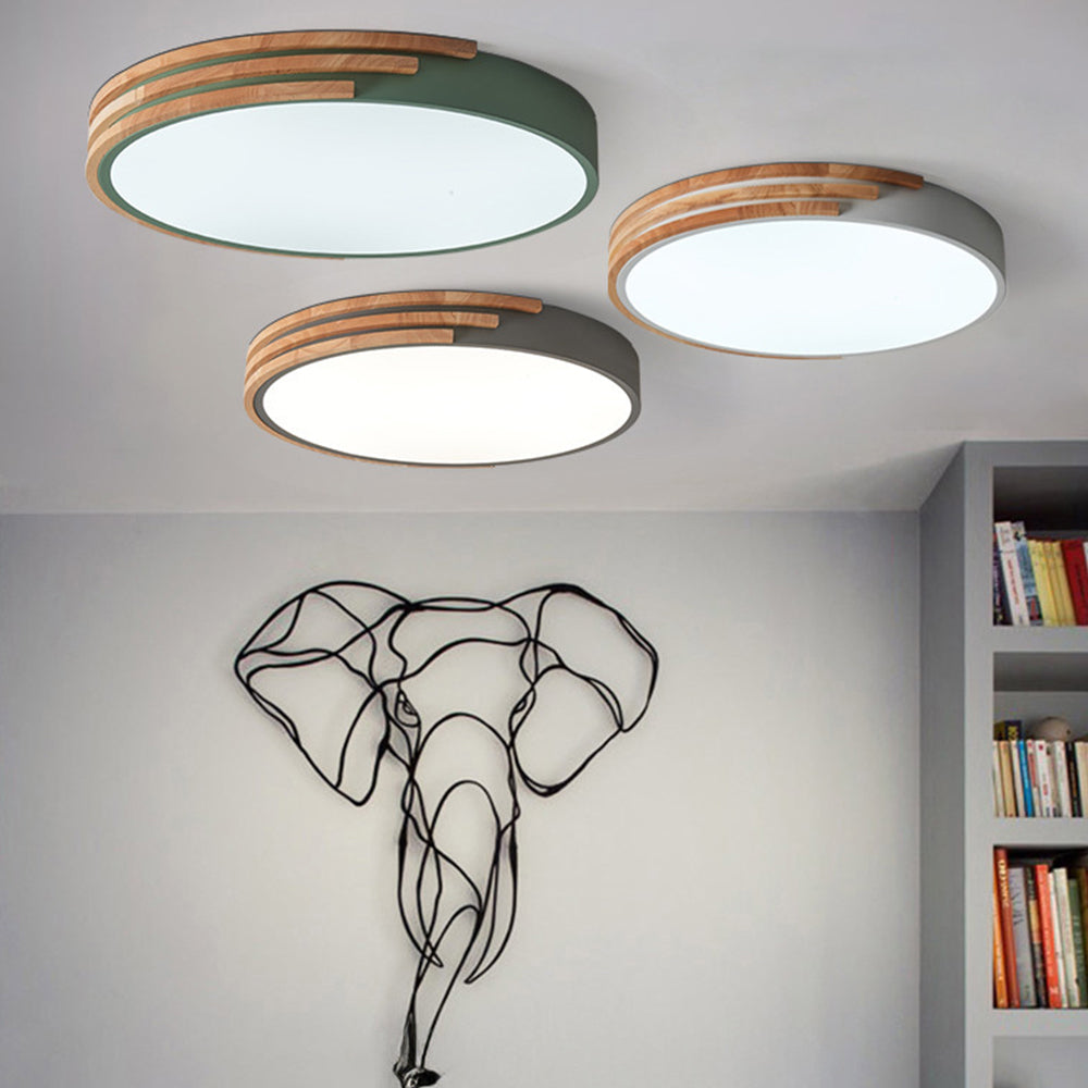 Round LED Dimmable Wood Ceiling Lamp - Cueteks