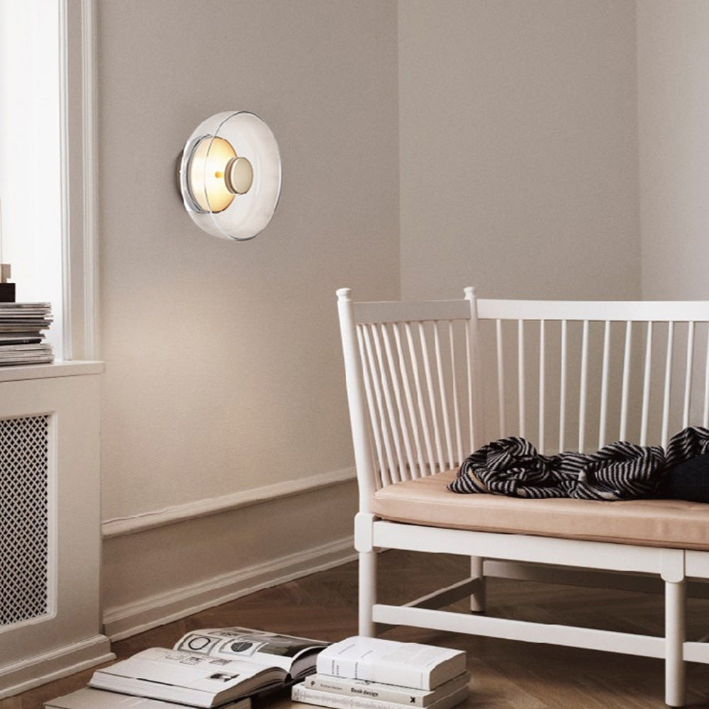 Modern Clear Round LED Glass Wall Sconce - Cueteks