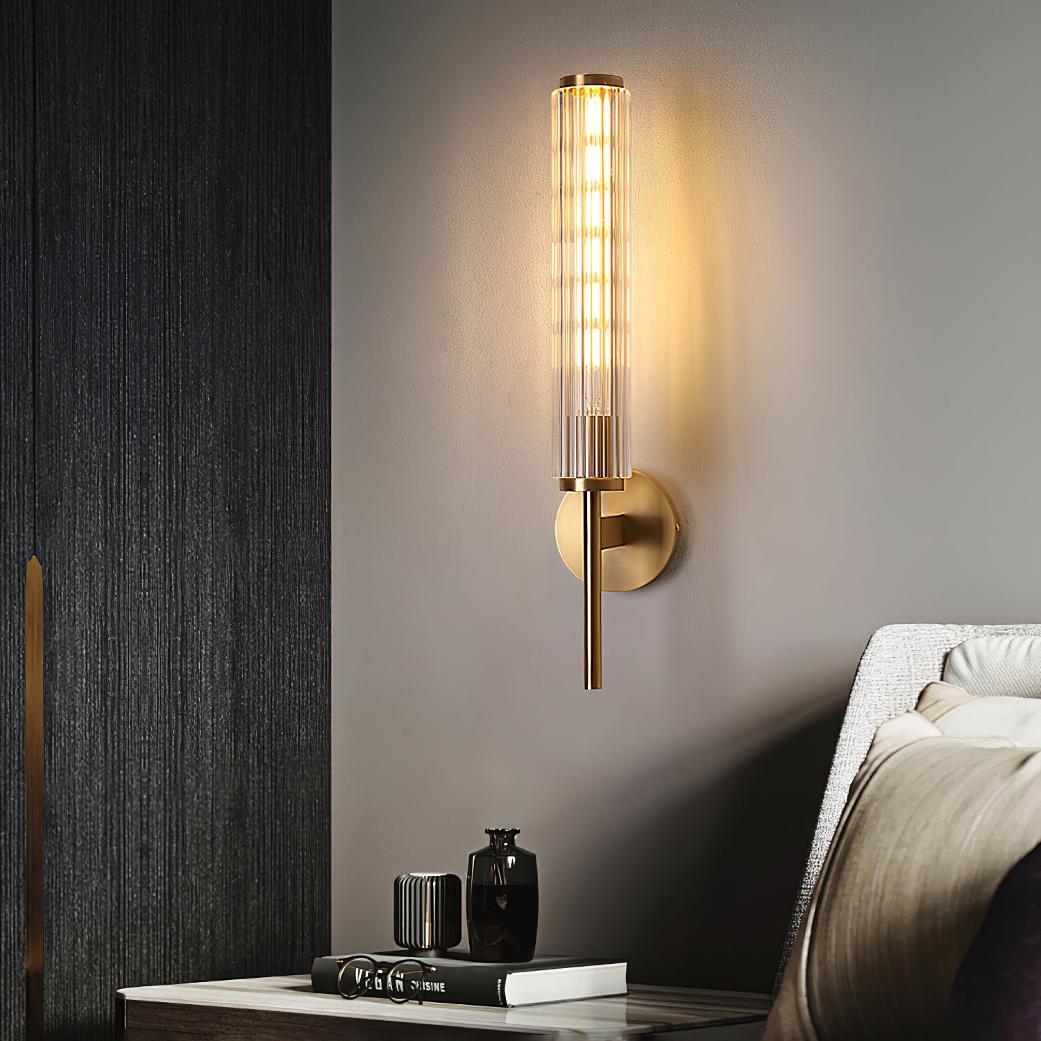 Glass Linear Brass Wall Light - Cueteks