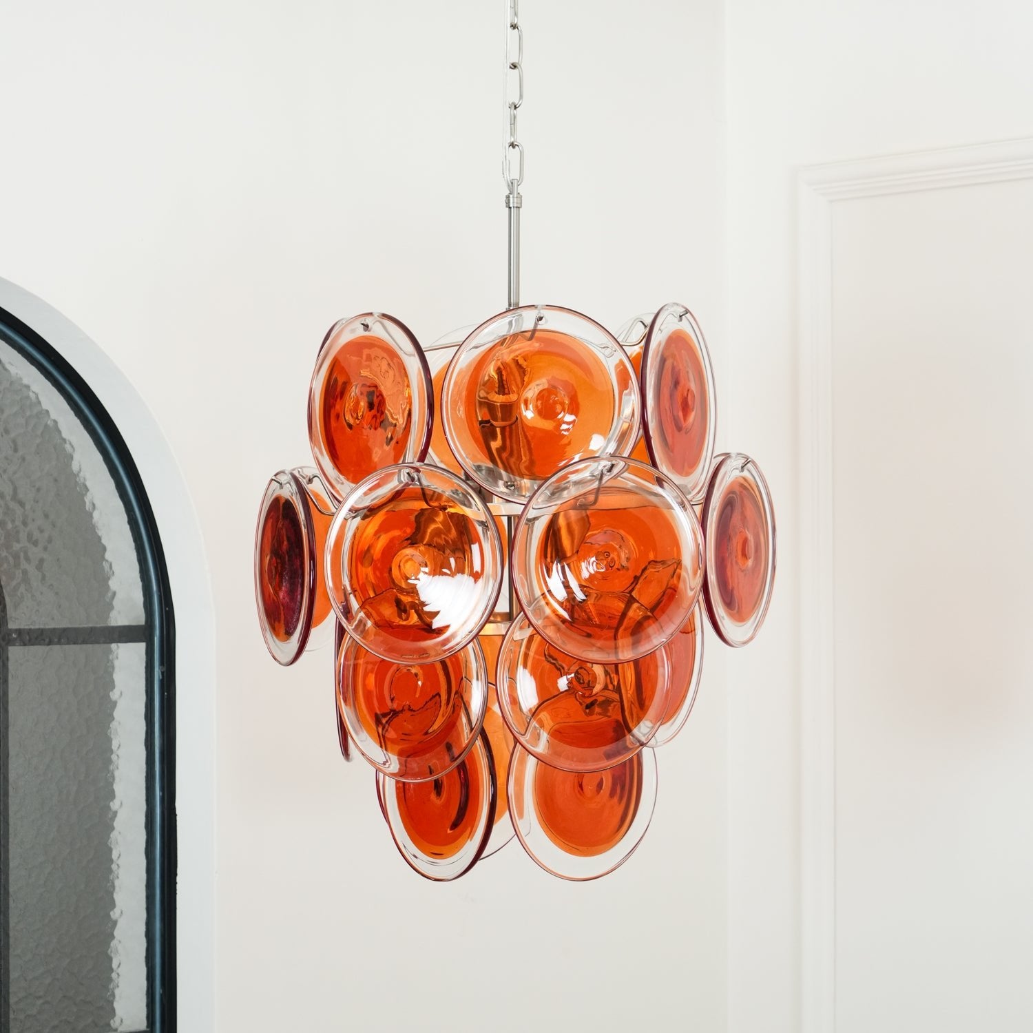 Murano Orange Disk Glass Chandelier - Cueteks