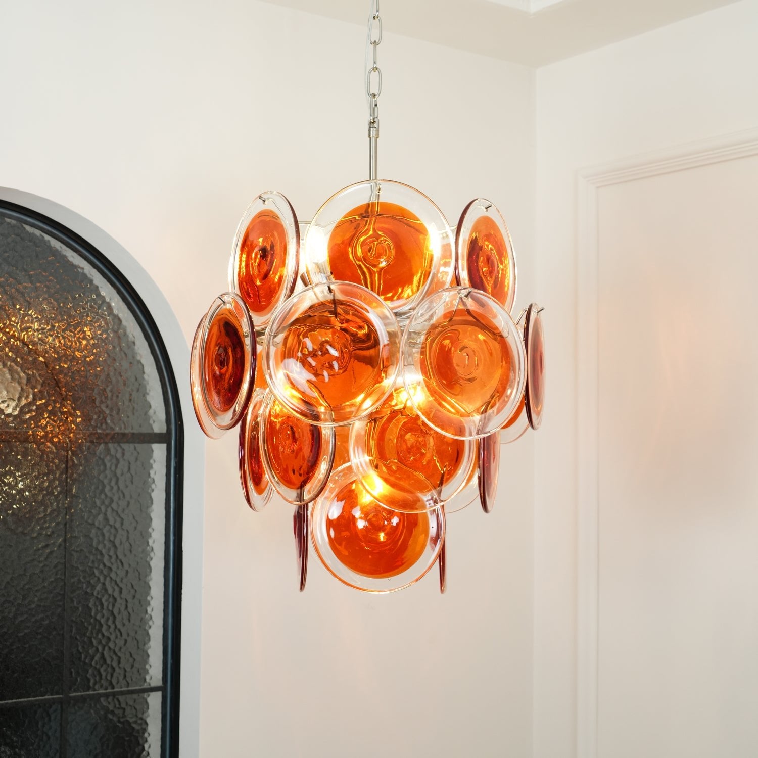 Murano Orange Disk Glass Chandelier - Cueteks