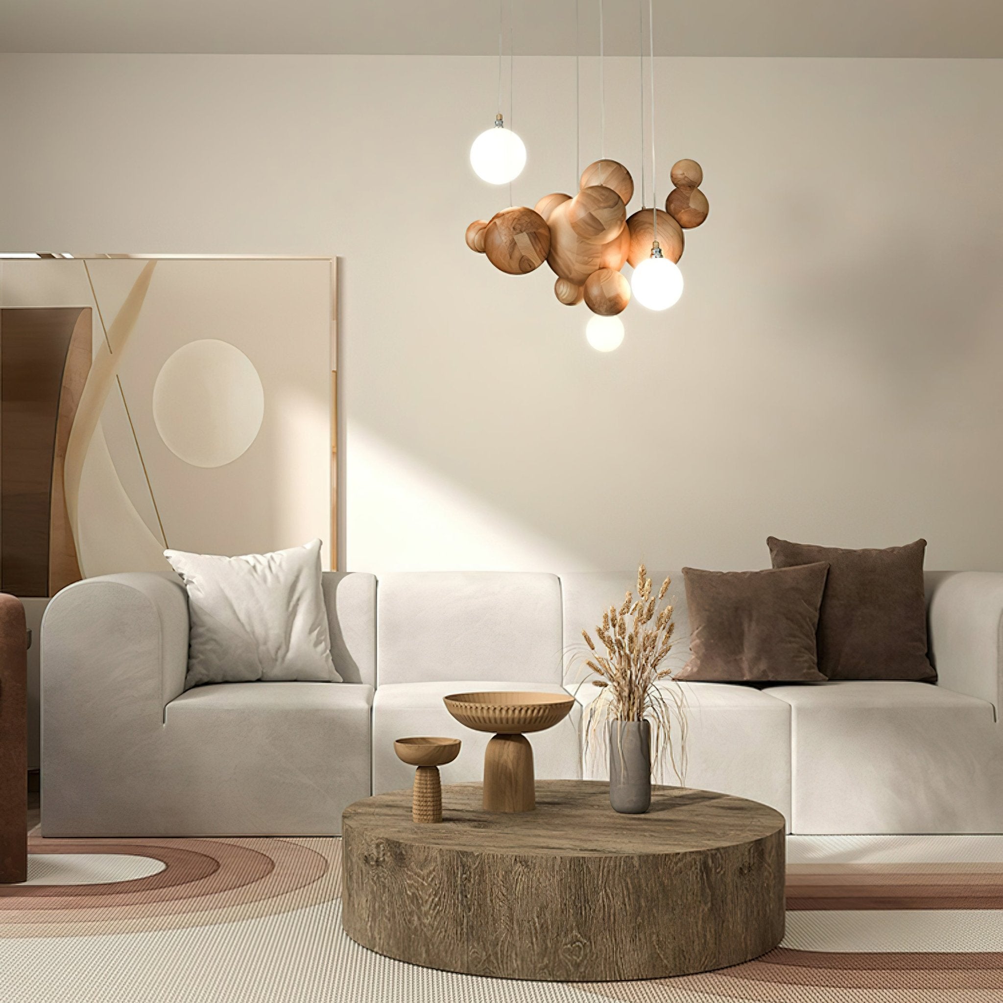 Bubble Wood Balls Chandelier - Cueteks