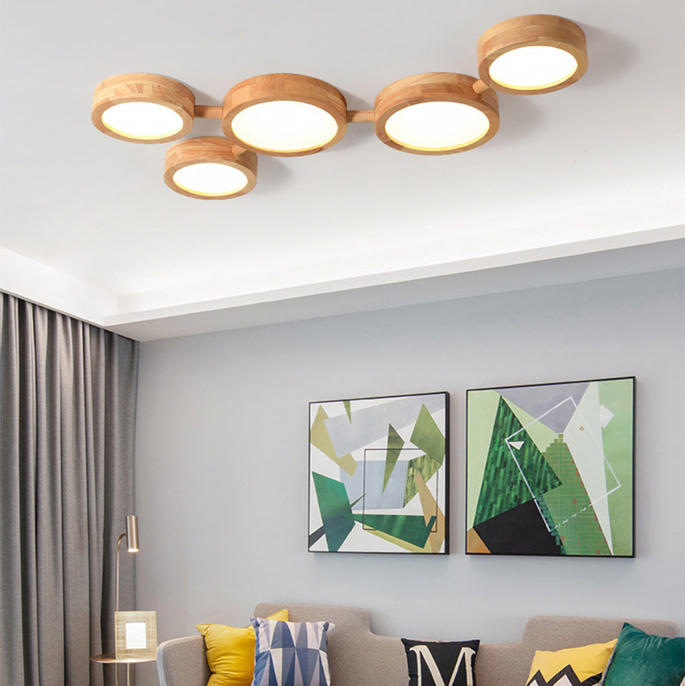 Multi-Heads Wood Retro LED Ceiling Light - Cueteks
