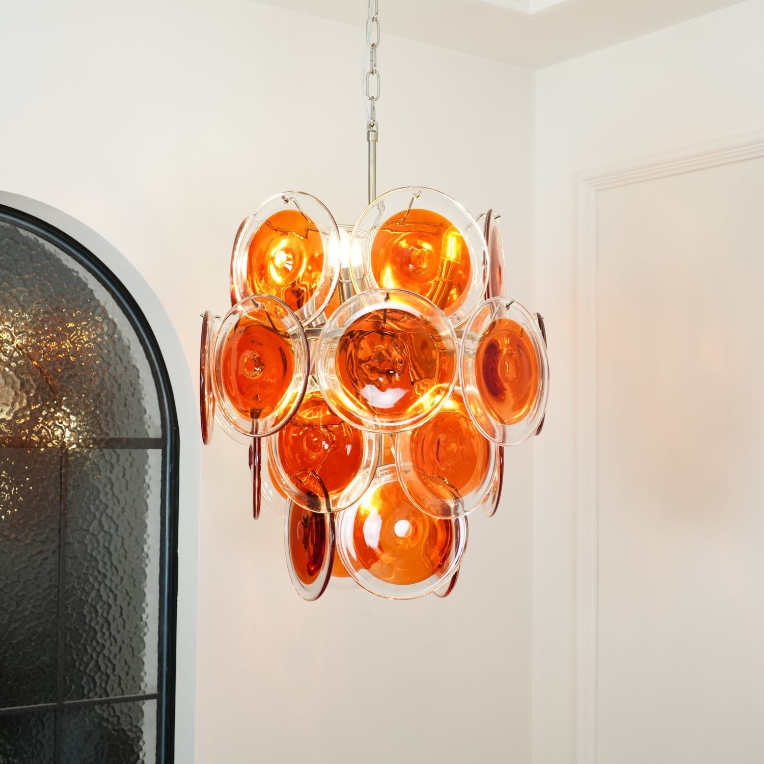 Murano Orange Disk Glass Chandelier - Cueteks