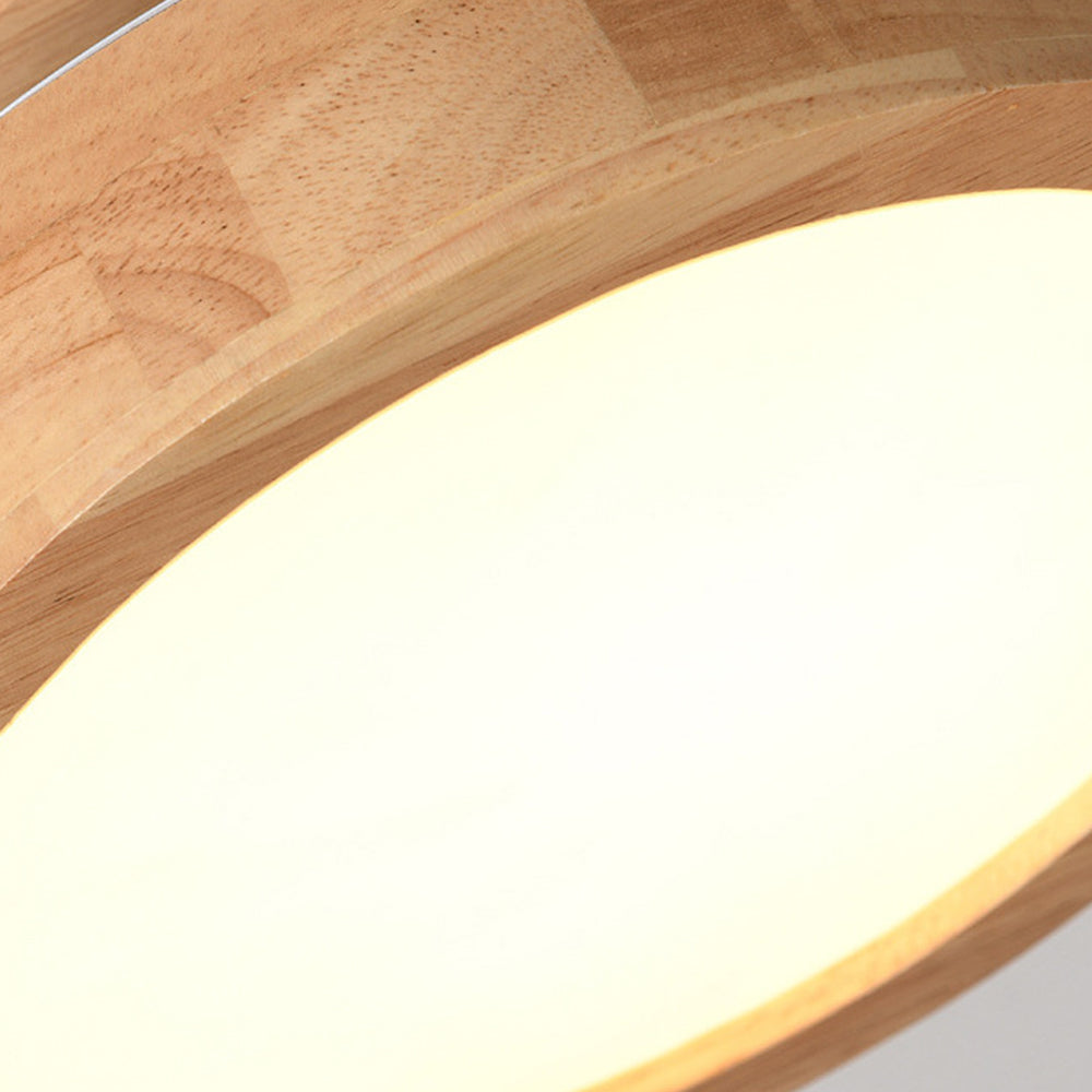 Contemporary Wood Round Flush Mount LED Ceiling Light - Cueteks