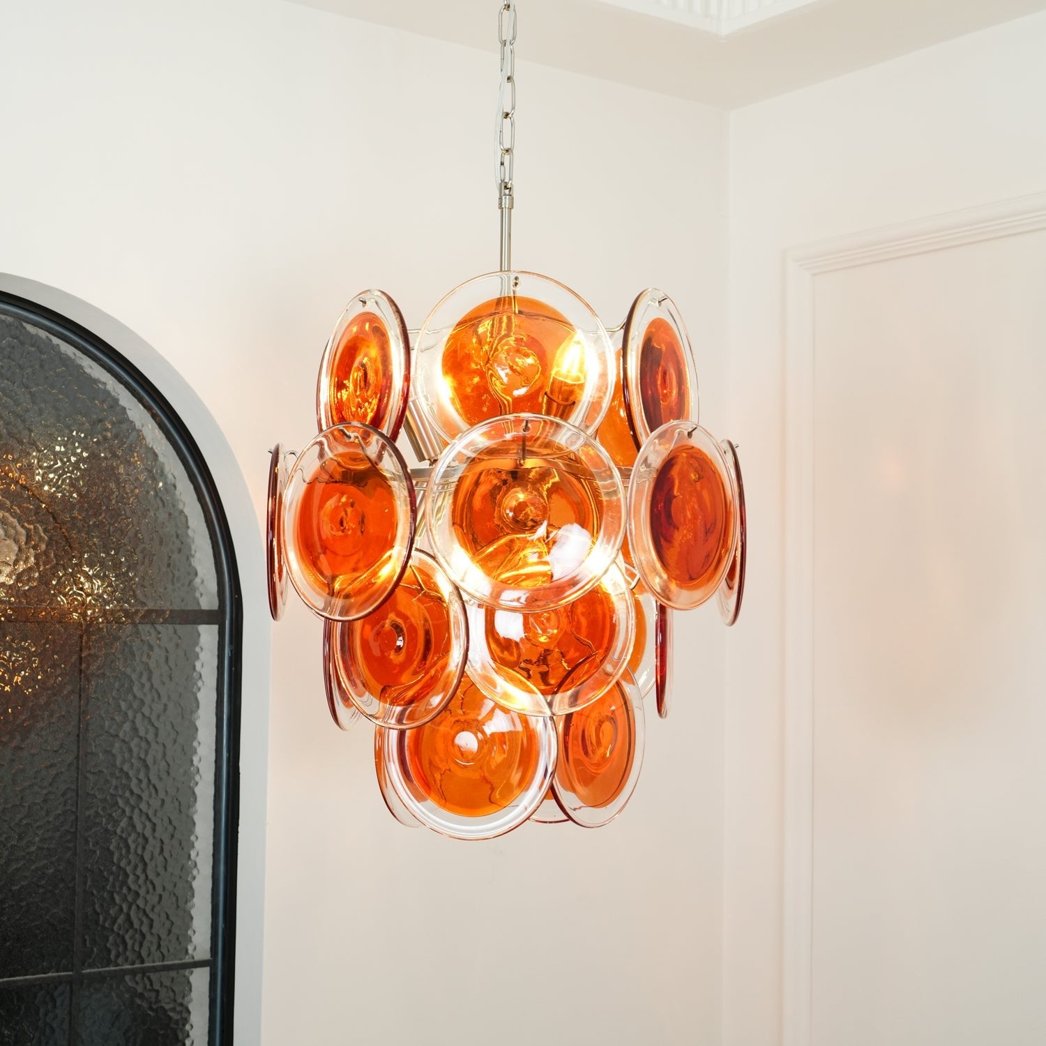 Murano Orange Disk Glass Chandelier - Cueteks