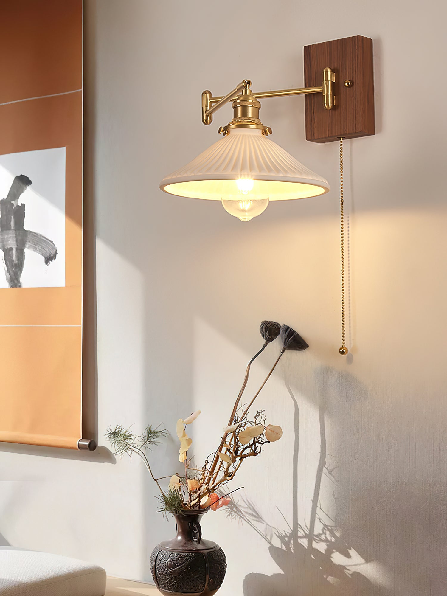 Heritage Walnut Wall Lamp - Cueteks