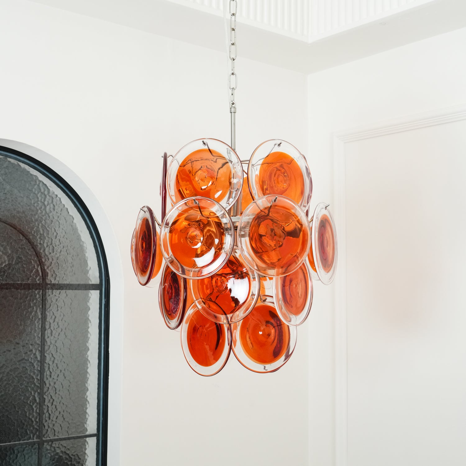 Murano Orange Disk Glass Chandelier - Cueteks