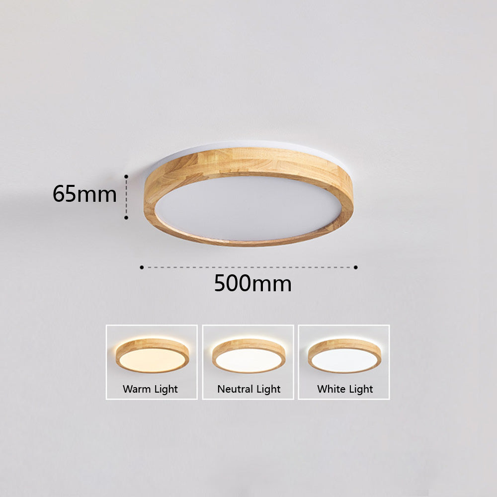 Natural Wood LED Round Ceiling Light - Cueteks