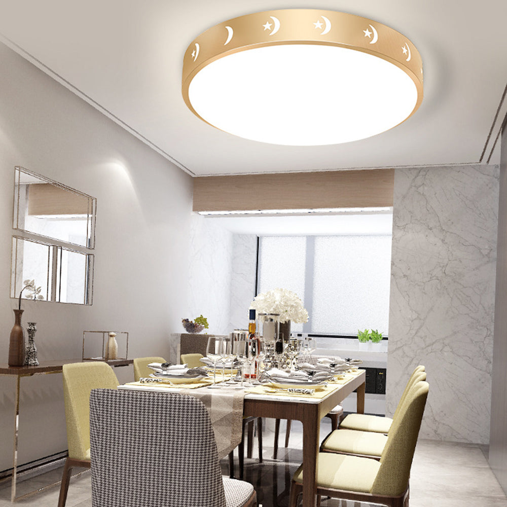 Gold Vintage Round Flush Mount Ceiling Light - Cueteks