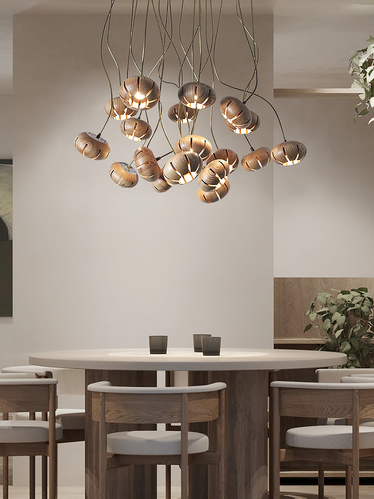 Wood Pumpkin Cluster Chandelier - Cueteks