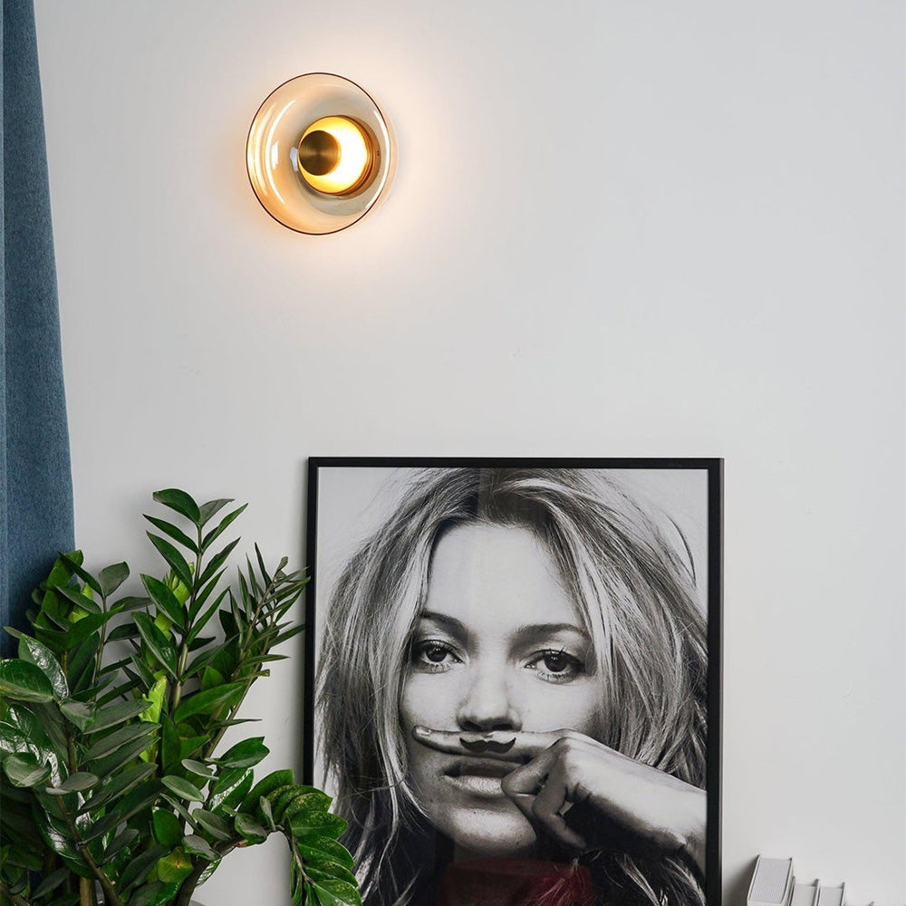 Modern Clear Round LED Glass Wall Sconce - Cueteks