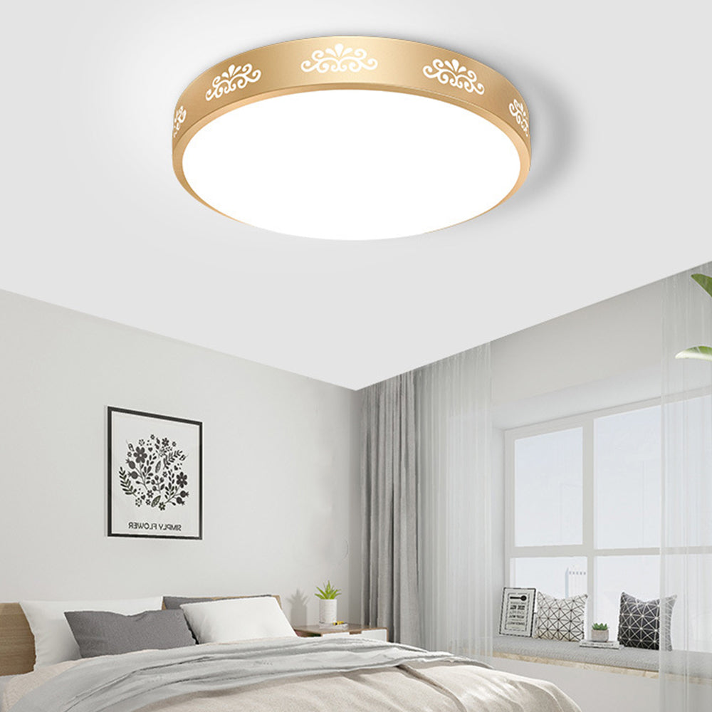 Gold Vintage Round Flush Mount Ceiling Light - Cueteks