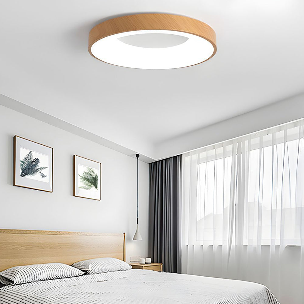 Natural Wood Round LED Ceiling Light - Cueteks