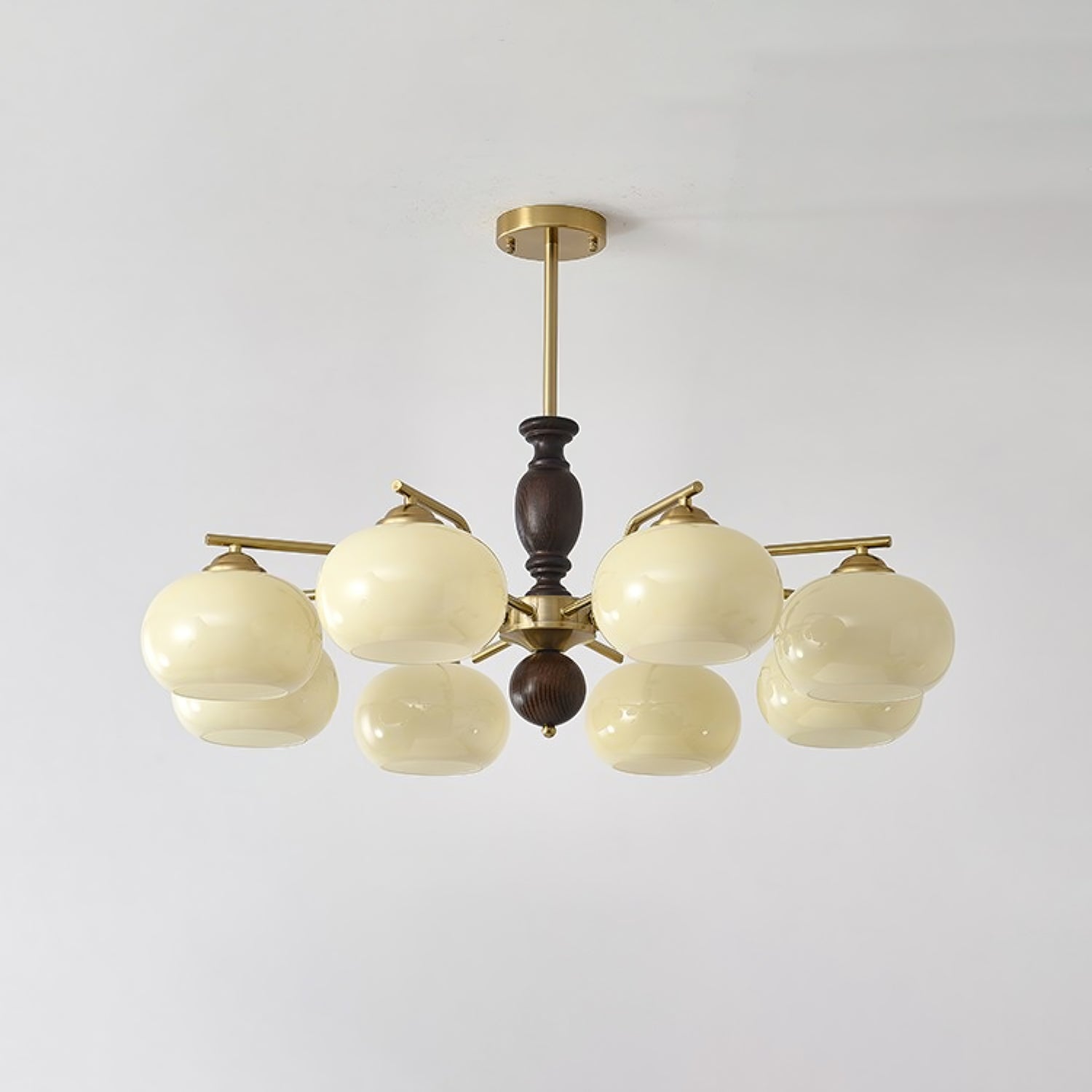 Walnut Beige Orb Chandelier - Cueteks