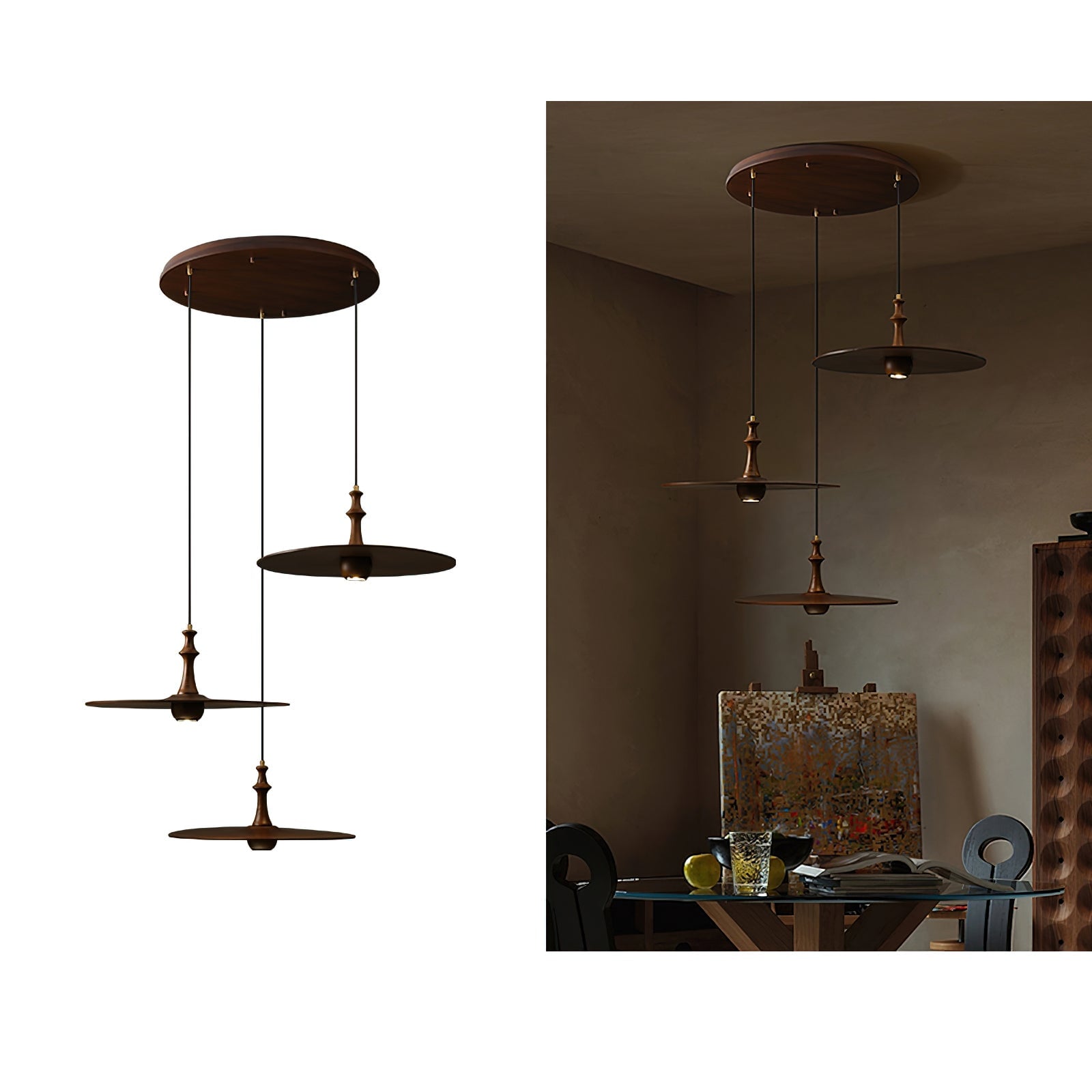 Spindle Disc Pendant Lamp - Cueteks