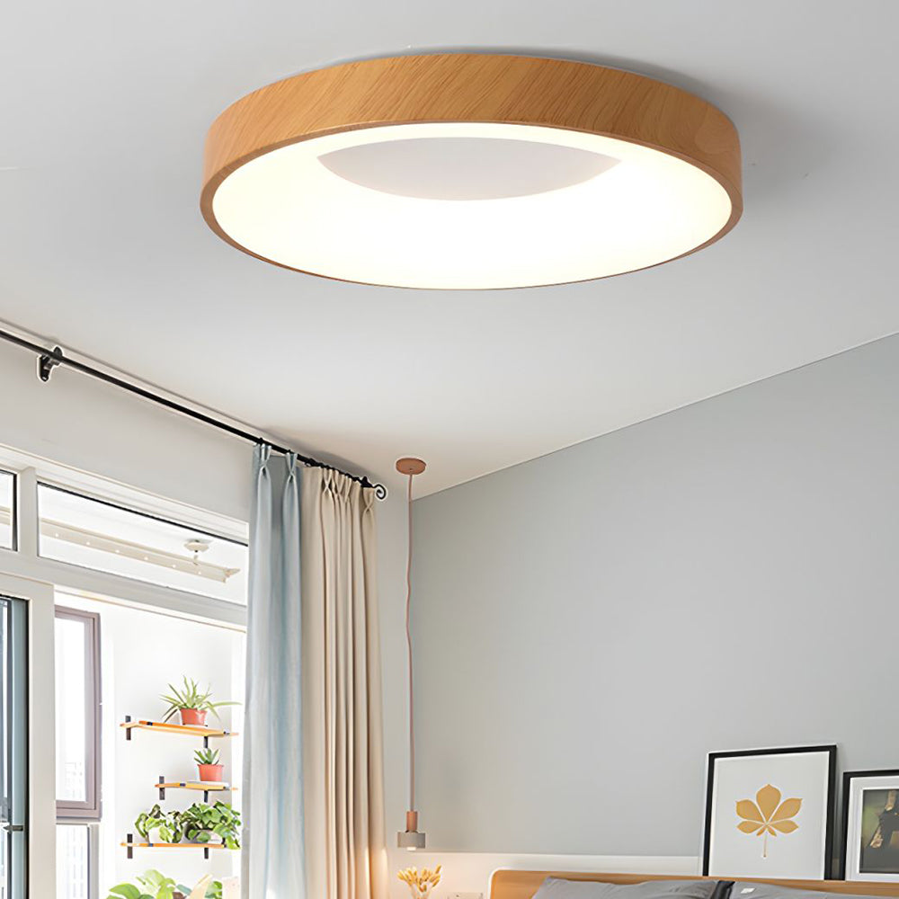 Natural Wood Round LED Ceiling Light - Cueteks
