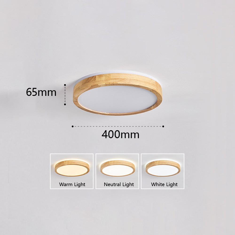 Natural Wood LED Round Ceiling Light - Cueteks