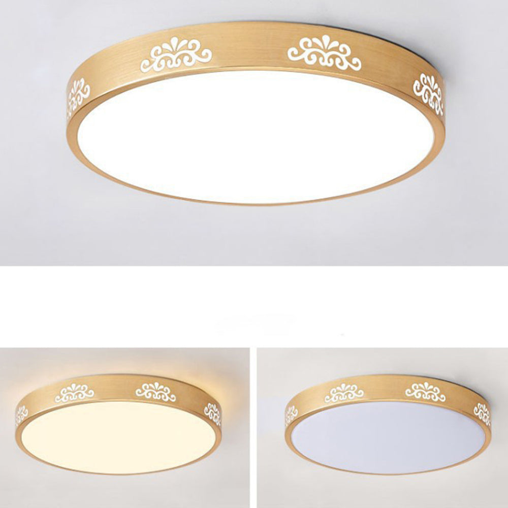 Gold Vintage Round Flush Mount Ceiling Light - Cueteks
