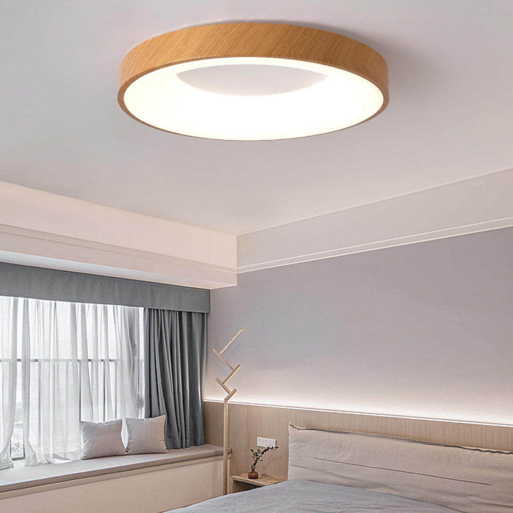 Natural Wood Round LED Ceiling Light - Cueteks