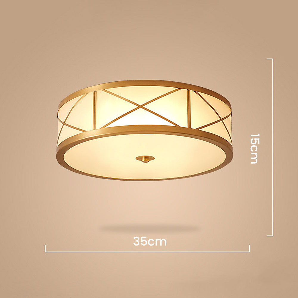 Antique Geometry Glass Drum Ceiling Light - Cueteks