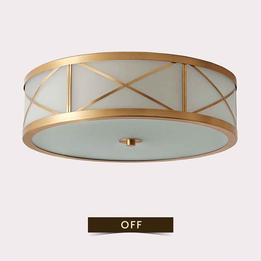 Antique Geometry Glass Drum Ceiling Light - Cueteks