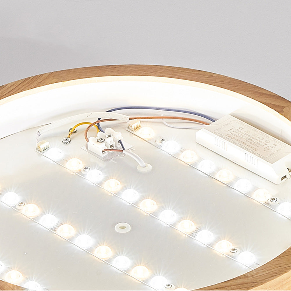 Natural Wood LED Round Ceiling Light - Cueteks