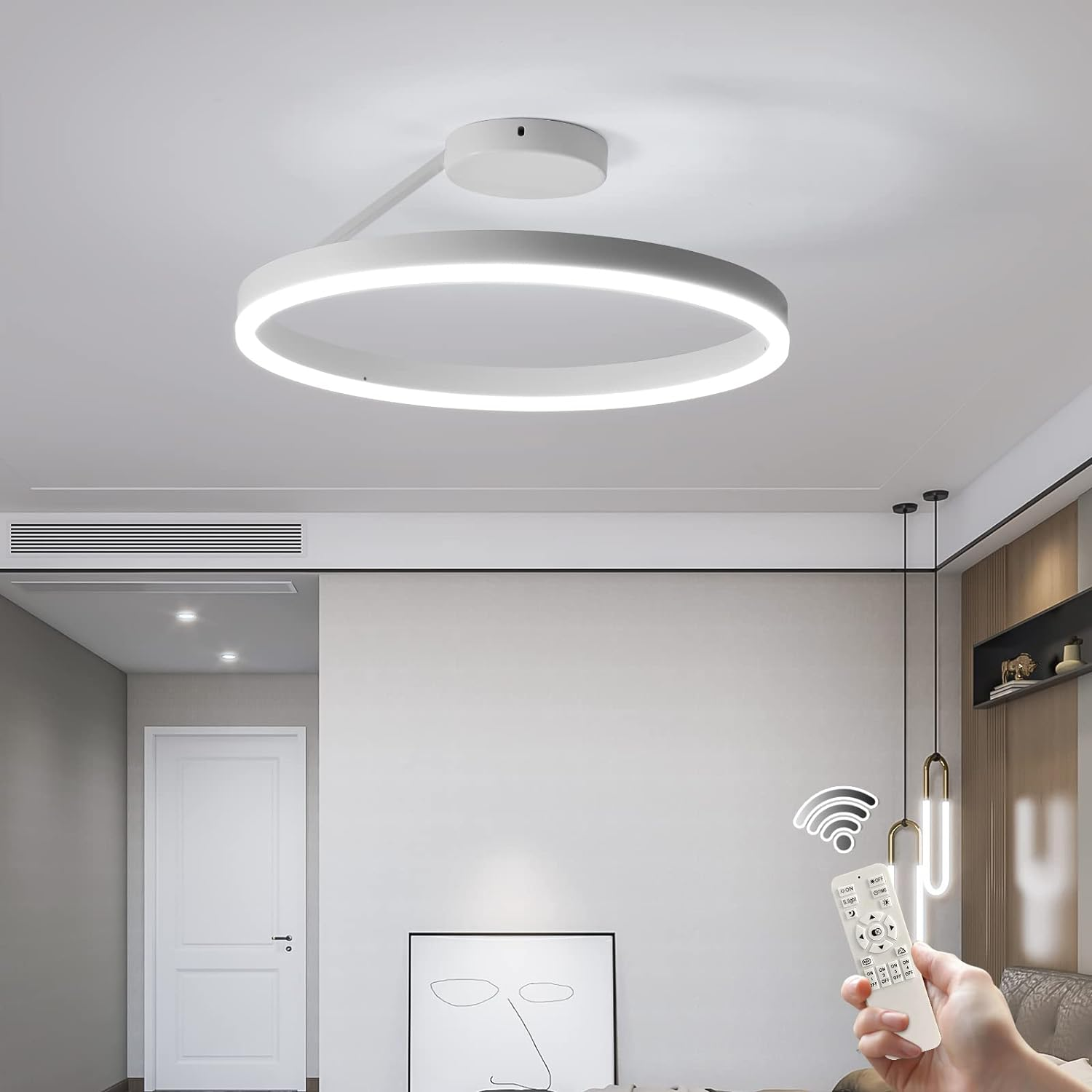 Nordic LED Geometry Circle Ceiling Light - Cueteks
