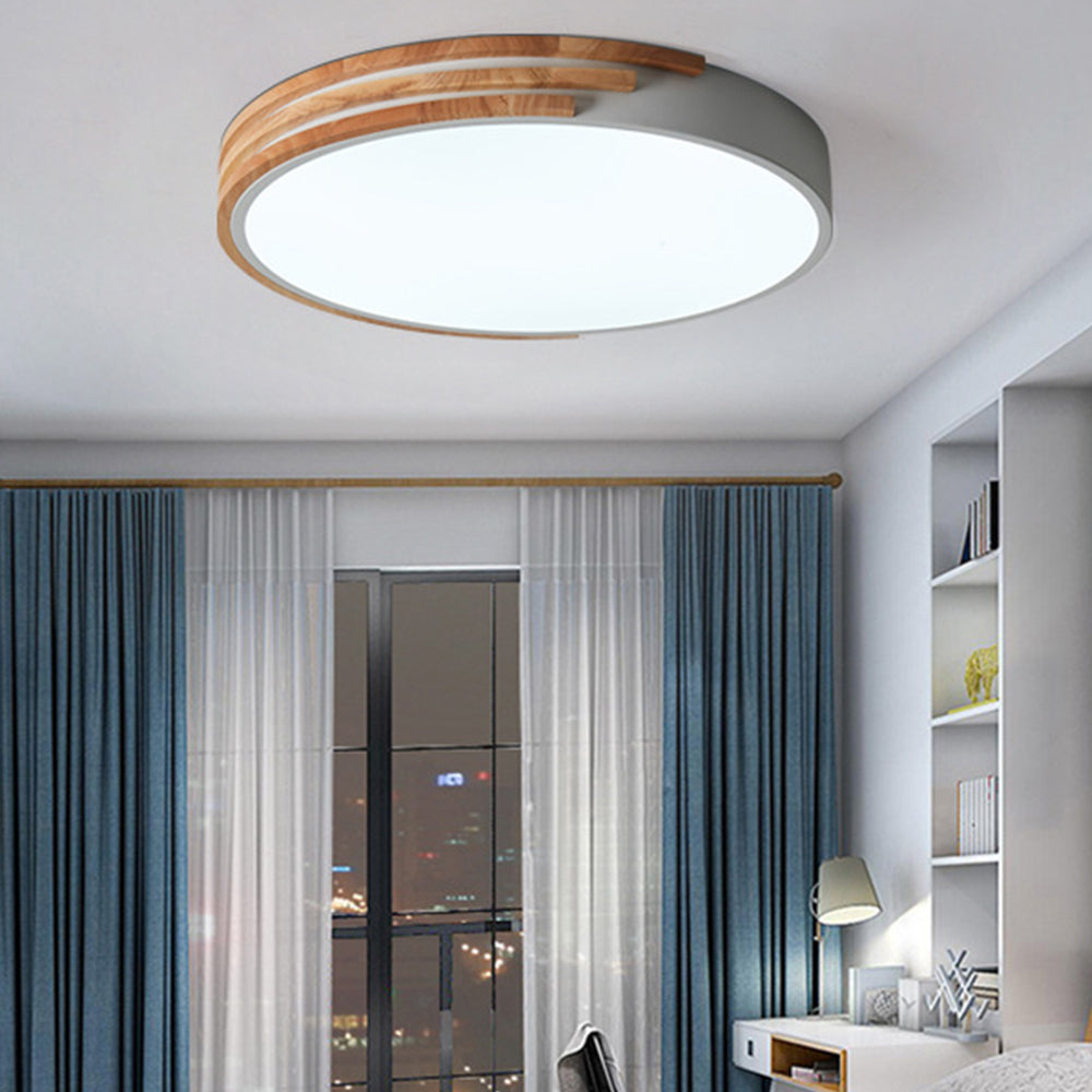Round LED Dimmable Wood Ceiling Lamp - Cueteks