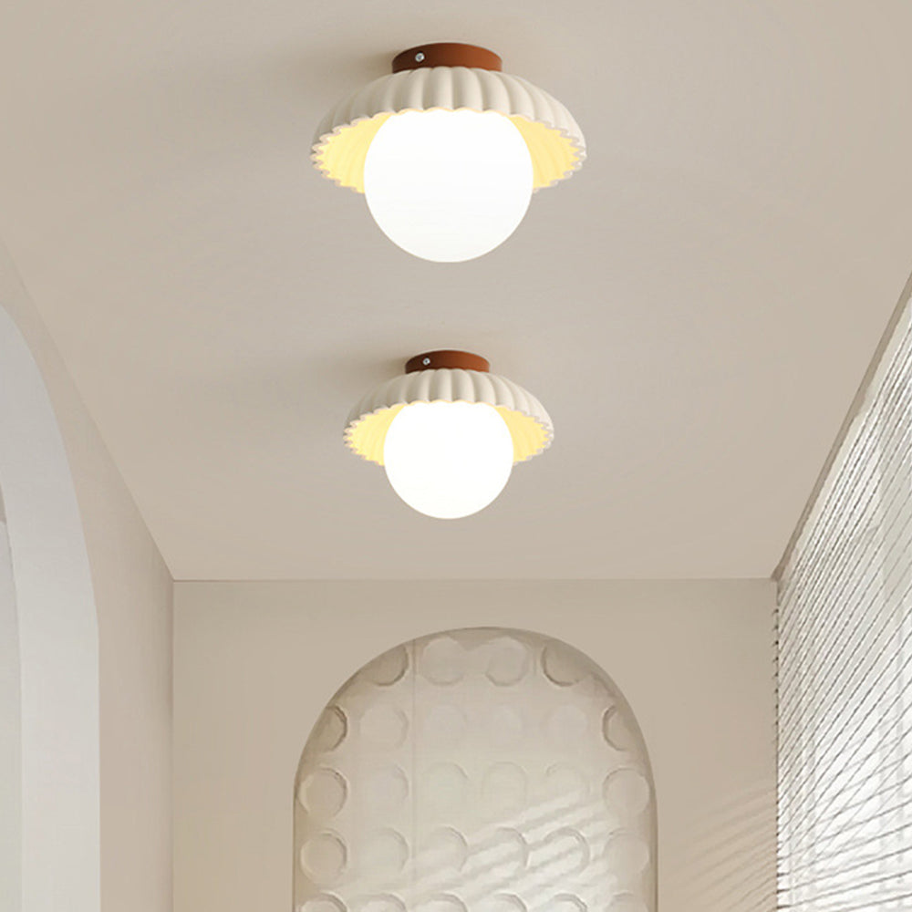 French Creamy Glass Stained Ceiling Light - Cueteks