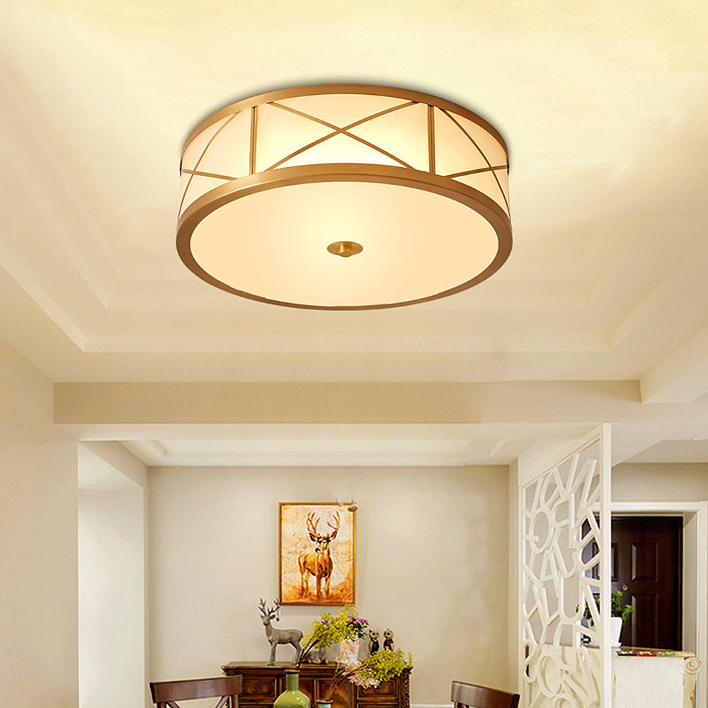 Antique Geometry Glass Drum Ceiling Light - Cueteks