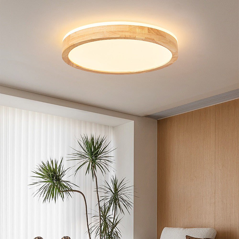 Natural Wood LED Round Ceiling Light - Cueteks